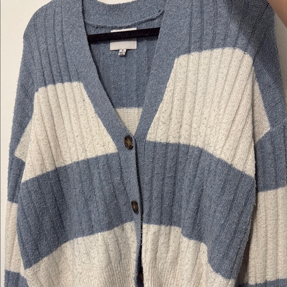 Pink Rose Blue and White Cardigan Sweater